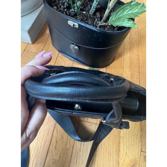 VALENTINO ORLANDI BLACK quilted VEGAN LEATHER BAG PURSE (PU500 - Picture 4 of 10